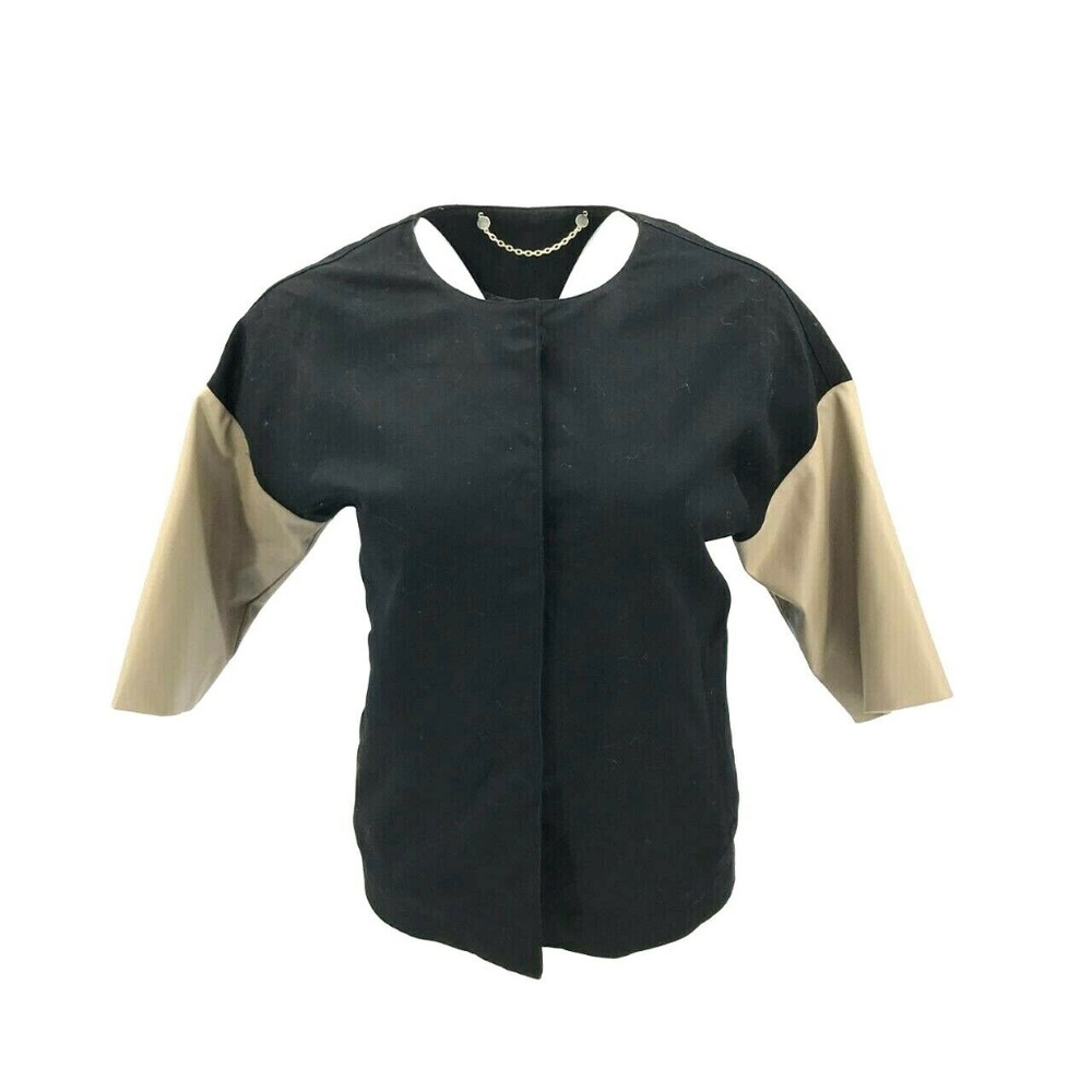 Chico's Fasten Down Color Block Sleeve Jacket Sz 4 - Picture 1 of 6